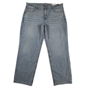 New American Eagle 20 Short Super High-Rise Straight Jeans Light Wash Blue 5141